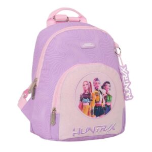 safta k pop demon hunters iconic mini mochila bolsillo frontal y trasero cremallera hombreras ajustables asa superior compacta y ligera 25x30x13cm color lavanda