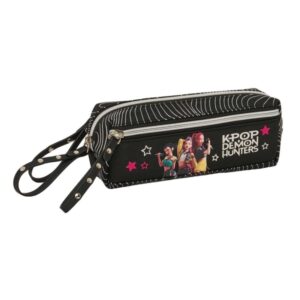 safta k pop demon hunters energy portatodo 3 compartimentos con cremallera goma elastica compacto 22x8.5x6cm color negro
