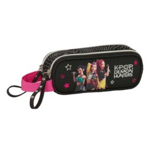 safta k pop demon hunters energy portatodo 2 compartimentos con cremallera asa lateral capacidad 1l 21x8x6cm color negro y rosa