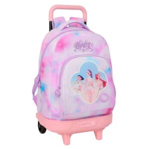 safta k pop demon hunters artist mochila con carro extraible 33l portabotellas tarjeta de identificacion personal doble tirador asa de mano bolsillo frontal 33x45x22cm multicolor