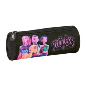 safta k pop demon hunters portatodo redondo cremallera con tirador 20x7x7cm color negro y rosa