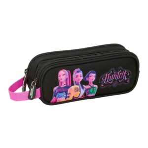 safta k pop demon hunters portatodo 2 compartimentos con cremallera asa lateral capacidad 1l 21x8x6cm color negro y rosa