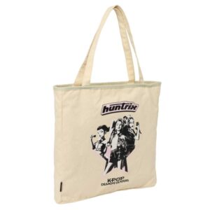 safta k pop demon hunters star tote bag bolsa de tela cremallera bolsillo interior asas de mano 36x38x6.5cm color beige