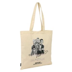 safta k pop demon hunters tour tote bag bolsa de tela asas de mano 38x42cm color beige