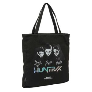 safta k pop demon hunters soul tote bag bolsa de tela cremallera bolsillo interior asas de mano 36x38x6.5cm color negro