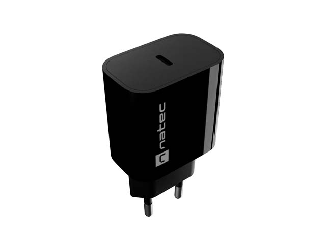 natec ribera cargador de pared 20w 1xusb c carga rapida color negro