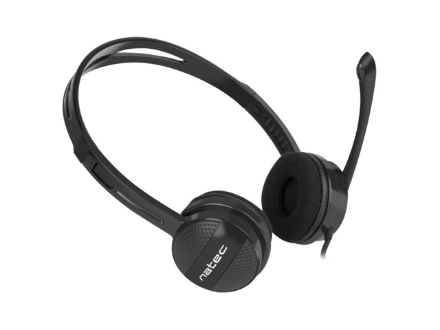 natec canary go auriculares diadema con microfono minijack de 3,5 mm control de volumen integrado color negro