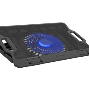 natec dipper 2 base refrigeradora para portatil de 17.3" gran ventilador de 180 mm control de velocidad iluminacion led hub de 2 puertos usb a color negro