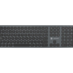 natec dolphin teclado inalambrico slim aluminio bluetooth + 2,4 ghz switch x scissors color negro