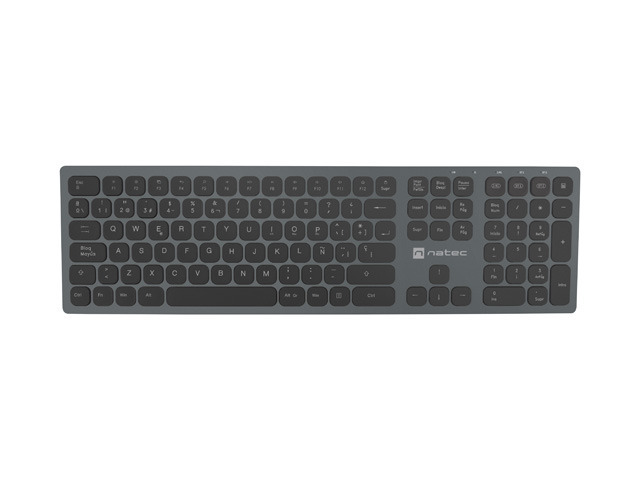 natec dolphin teclado inalambrico slim aluminio bluetooth + 2,4 ghz switch x scissors color negro