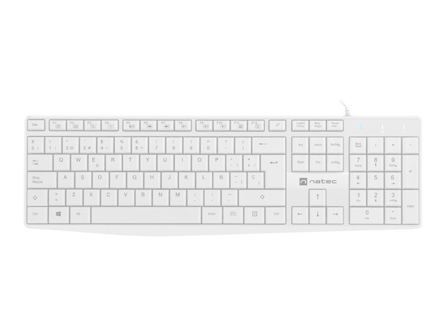 natec nautilus teclado multimedia usb 106 teclas membrana resistente a salpicaduras color blanco