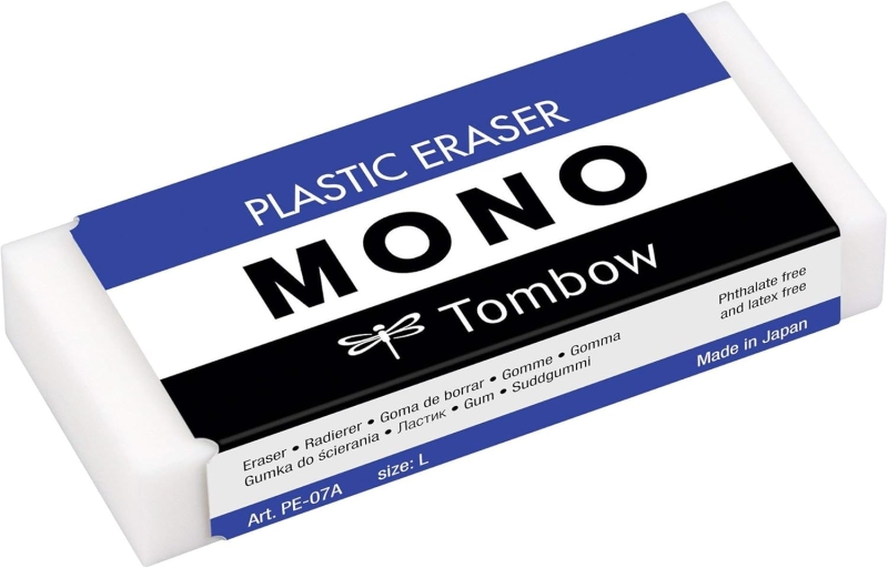 tombow mono goma de borrar blanda 38g formato l pvc libre de ftalatos y latex funda de papel color blanco
