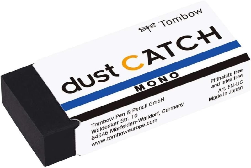 tombow mono dust catch goma de borrar 19g mezcla viscosa de polimeros evita residuos en el papel funda de papel pvc libre de ftalatos y latex color negro