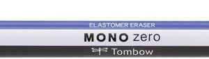 tombow mono zero portagomas punta rectangular de 2.5x5mm capuchon de proteccion mecanismo de giro libre de pvc y latex color blanco, azul y negro