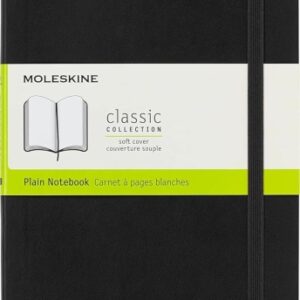 moleskine classic libreta de tapa blanda papel marfil liso 70g/m2 apertura 180º esquinas redondeadas marcapaginas bolsillo interior extensible cierre elastico 13x21cm color negro
