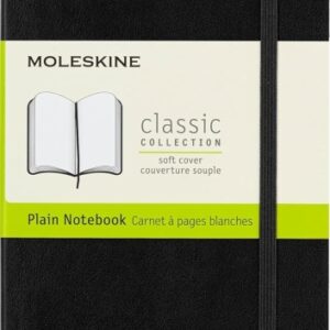 moleskine classic libreta de tapa blanda papel marfil liso 70g/m2 apertura 180º esquinas redondeadas marcapaginas bolsillo interior extensible cierre elastico 9x14cm color negro