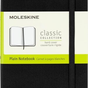 moleskine classic libreta de tapa dura papel marfil liso 70g/m2 apertura 180º esquinas redondeadas marcapaginas bolsillo interior extensible cierre elastico 9x14cm color negro