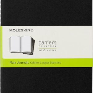 moleskine cahier pack de 3 libretas papel marfil liso 70g/m2 esquinas redondeadas solapa para notas sueltas costuras visibles en el lomo 13x21cm color negro