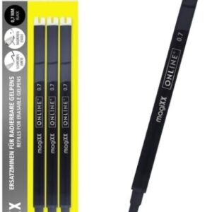 online magixx pack de 3 recambios de tinta gel borrable trazo de 0.7mm color negro