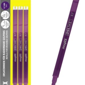 online magixx pack de 3 recambios de tinta gel borrable trazo de 0.7mm color lila