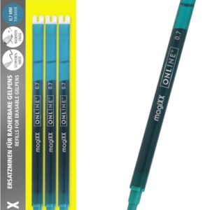 online magixx pack de 3 recambios de tinta gel borrable trazo de 0.7mm color turquesa