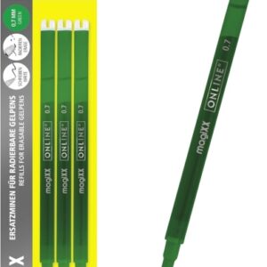 online magixx pack de 3 recambios de tinta gel borrable trazo de 0.7mm color verde