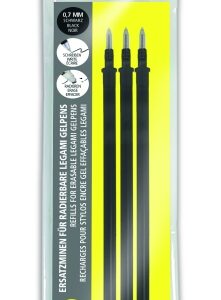 online magixx l pack de 3 recambios de tinta gel borrable trazo de 0.7mm color negro