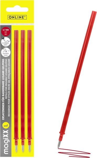 online magixx l pack de 3 recambios de tinta gel borrable trazo de 0.7mm color rojo