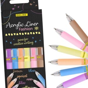 online fashion pack de 6 boligrafos retractiles tinta acrilica punta fina de 1mm colores surtidos