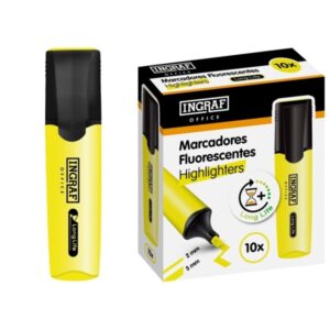 ingraf long life marcador fluorescente punta biselada trazo 2 5mm tinta base de agua color amarillo