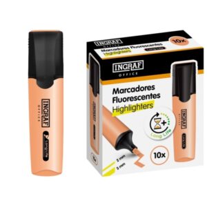 ingraf long life marcador fluorescente punta biselada trazo 2 5mm tinta base de agua color naranja