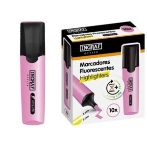 ingraf long life marcador fluorescente punta biselada trazo 2 5mm tinta base de agua color rosa