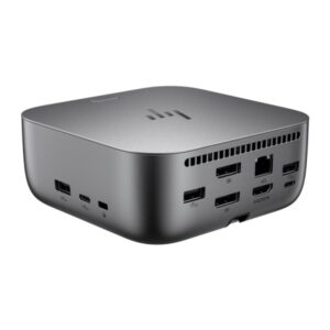 hp dock g6 100w thunderbolt 4 con 8 puertos 2xusb c, 3xusb a, 2xdisplay port, 1xhdmi, 1xrj 45 alimentacion hasta 100w via usb‑c pd color gris