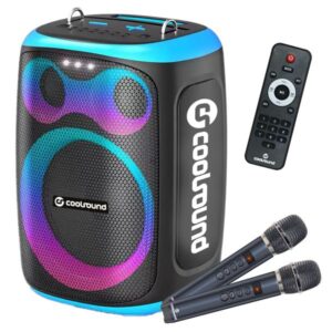 coolsound blast altavoz karaoke 8" 60w rms iluminacion rgb bluetooth, usb, tarjeta tf y auxiliar 2 microfonos inalambricos incluidos mando a distancia color azul