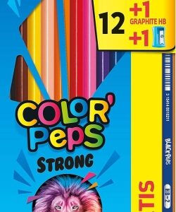 maped color´peps strong pack de 12 lapices triangulares de colores + 1 lapiz de grafito con goma + sacapuntas sin madera mina 3,2mm punta ultra resistente colores surtidos