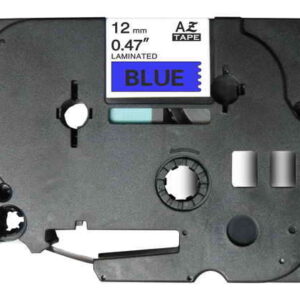 brother tze531 cinta laminada generica de etiquetas texto negro sobre fondo azul ancho 12mm x 8 metros
