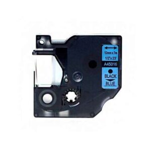 dymo d1 45016 cinta de etiquetas generica para rotuladora texto negro sobre fondo azul ancho 12mm x 7 metros reemplaza s0720560