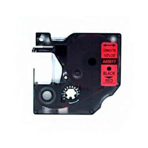 dymo d1 45017 cinta de etiquetas generica para rotuladora texto negro sobre fondo rojo ancho 12mm x 7 metros reemplaza s0720570