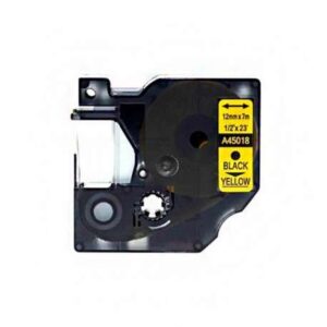 dymo d1 45018 cinta de etiquetas generica para rotuladora texto negro sobre fondo amarillo ancho 12mm x 7 metros reemplaza s0720580