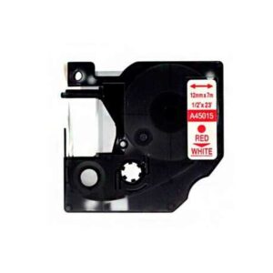 dymo d1 45015 cinta de etiquetas generica para rotuladora texto rojo sobre fondo blanco ancho 12mm x 7 metros reemplaza s0720550