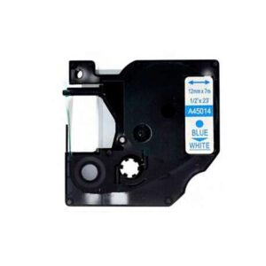 dymo d1 45014 cinta de etiquetas generica para rotuladora texto azul sobre fondo blanco ancho 12mm x 7 metros reemplaza s0720540