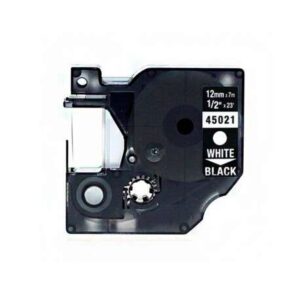 dymo d1 45021 cinta de etiquetas generica para rotuladora texto blanco sobre fondo negro ancho 12mm x 7 metros reemplaza s0720610