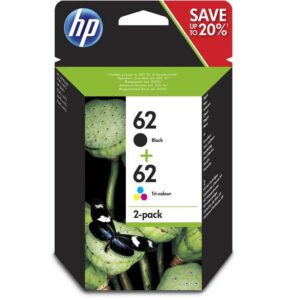 hp 62 negro + color pack de 2 cartuchos de tinta originales n9j71ae