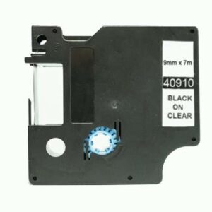 dymo d1 40910 cinta de etiquetas generica para rotuladora texto negro sobre fondo transparente ancho 9mm x 7 metros reemplaza s0720670