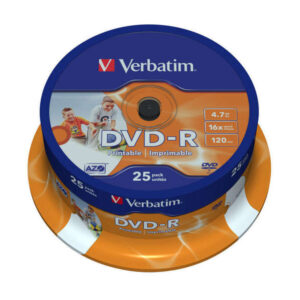 verbatim dvd r printables 16x 4.7gb (tarrina 25 uds)