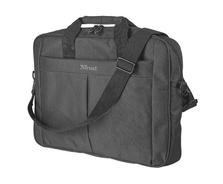 trust primo maletin para portatil hasta 16" bolsillo exterior 2 compartimentos interiores bandolera color negro
