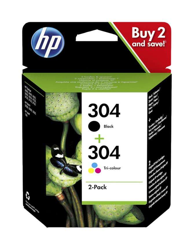 hp 304 negro + color pack de 2 cartuchos de tinta originales 3jb05ae